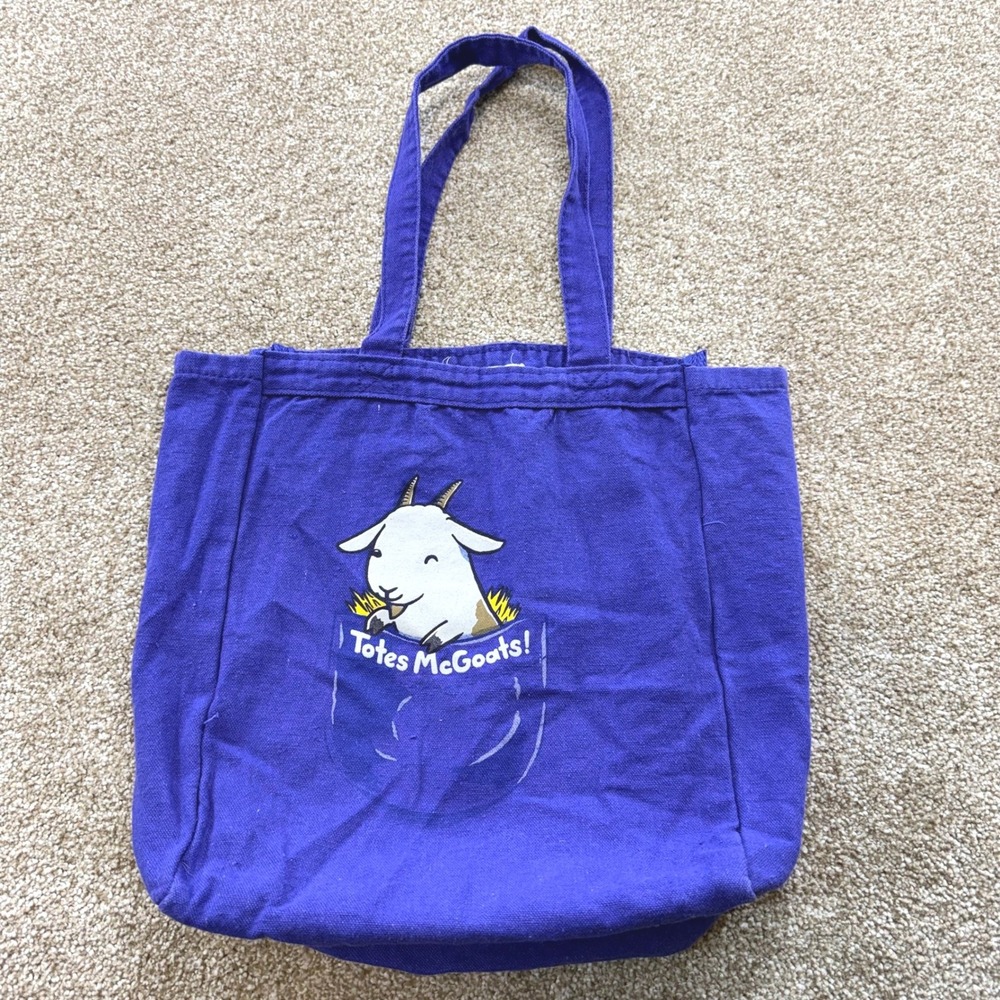 Totes McGoats Purple Canvas Tote Bag Handbag Reusable Grocery Funny Eco Friendly